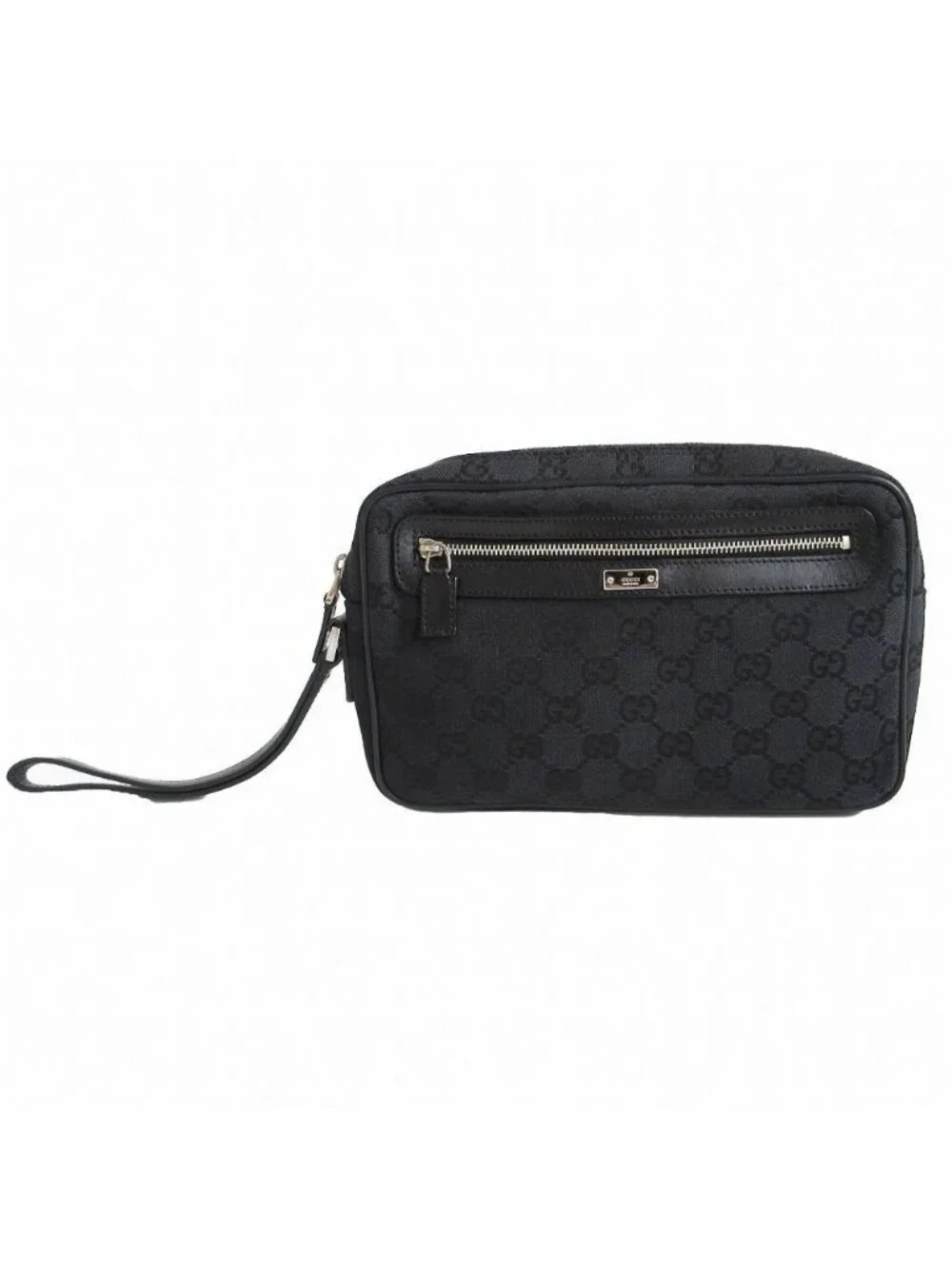 Gucci Second GG Pattern Canvas Clutch Mini Black